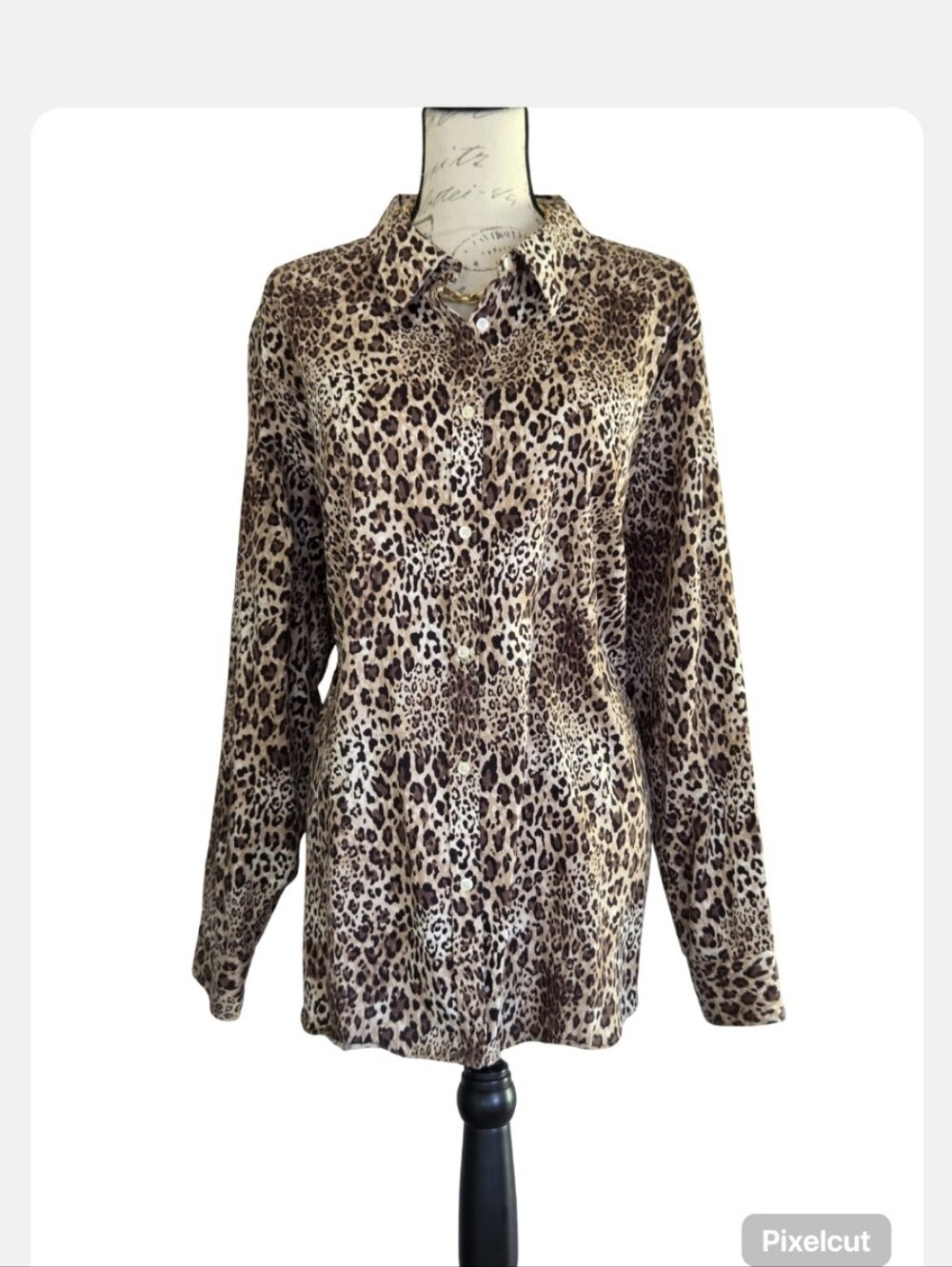 Chaps Leopard Print Button Down Shirt.